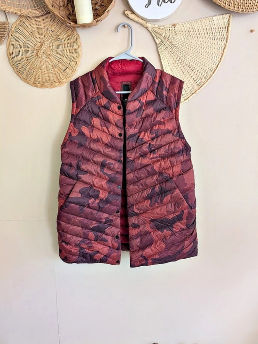 Lululemon Down For It All Vest Burgundy Maroon Heritage Camo Goose Down